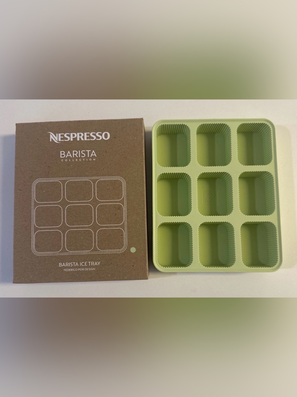 *Nespresso Barista Ice Cube Tray Pistachio Silicone -Limited by Frederico Peri